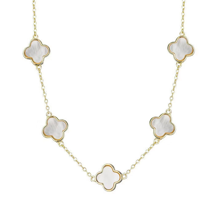 Collar de cadena Adornia trébol madreperla estación trébol, tono dorado