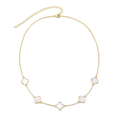 Collar de cadena Adornia trébol madreperla estación trébol, tono dorado