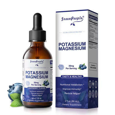 Suplemento líquido de potasio y magnesio Greenpeople, Con calcio, vitamina D3 y zinc
