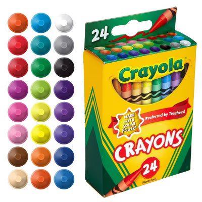 1 caja de crayola, paquete de 24 crayones, útiles escolares para niños