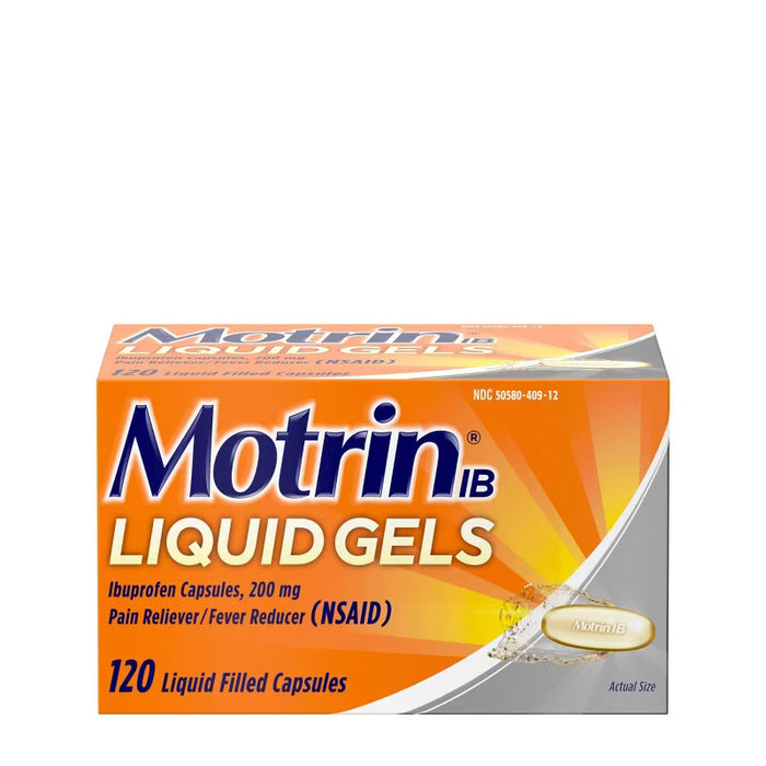 Cápsulas líquidas Motrin IB para el alivio del dolor y la reducción de la fiebre, Ibuprofeno (AINE)
