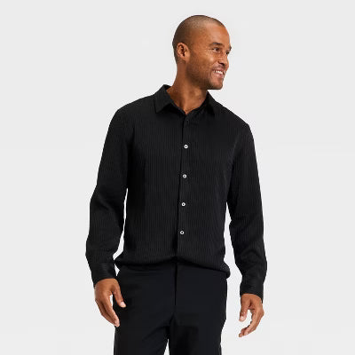 Men's Goodfellow Camisa de vestir arrugada de manga larga para hombre