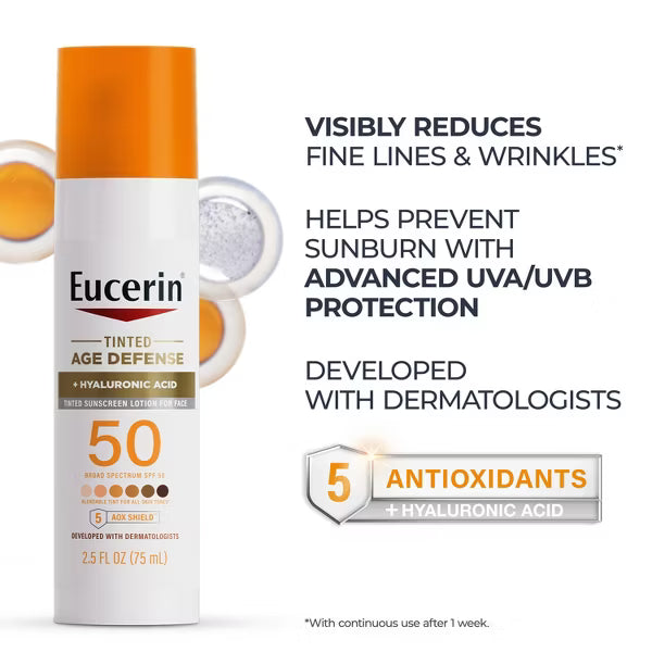 Eucerin Age Defense Loción facial con color y protector solar FPS 50 de 75 ml