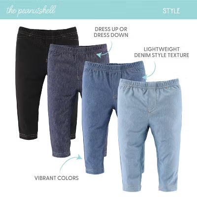 Pantalones y jeggings Peanutshell para bebé, para niños y niñas, paquete de 4