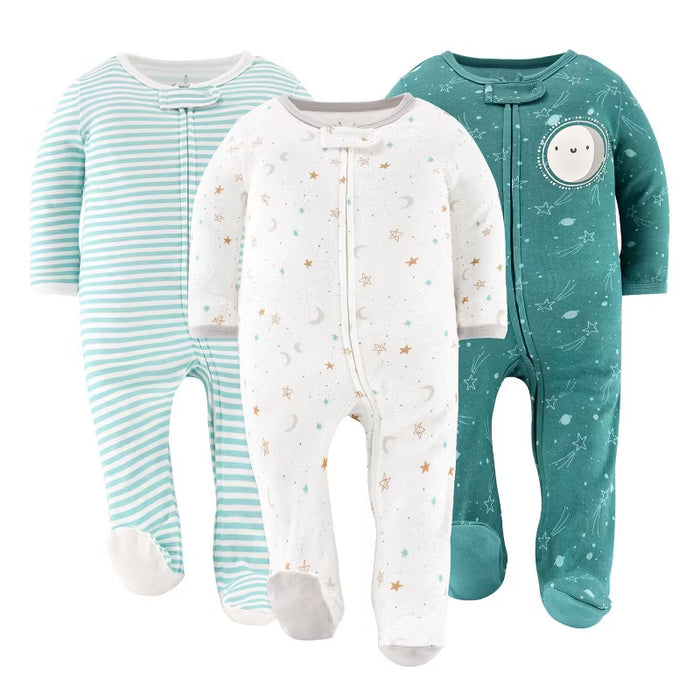 Pijamas enterizos Peanutshell Neutral Celestial para bebés - Multicolor
