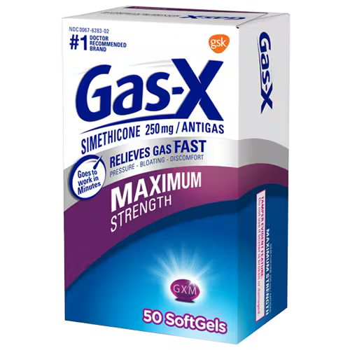 Cápsulas blandas Gas-X de máxima potencia para el alivio de gases
