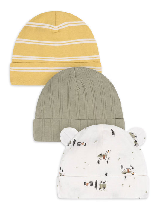 Gorros de algodón Gerber para bebé niño, paquete de 3, tallas: recién nacido