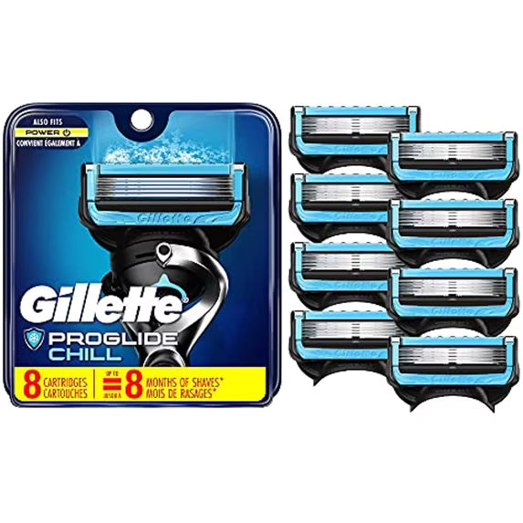 Recambios de cuchillas de afeitar Gillette Proglide Chill para hombre, paquete de 8