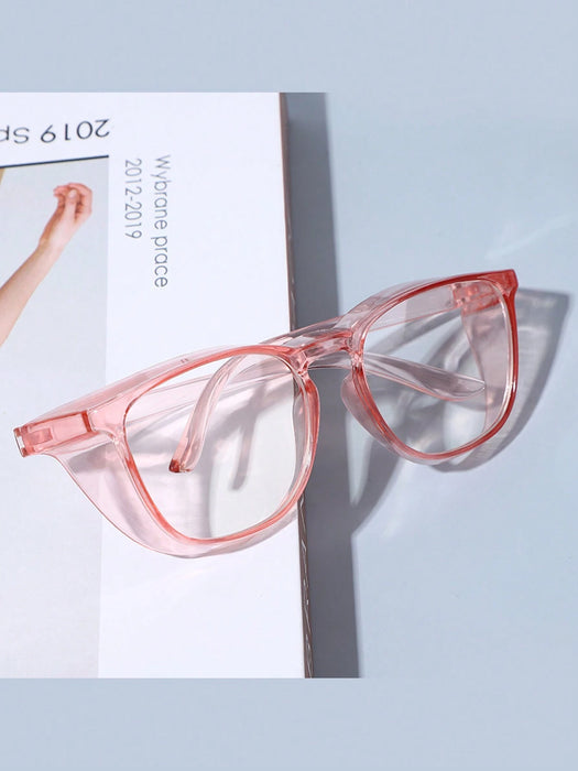 SHEIN Glazzy Gafas de sol planas unisex con espejo, diseño rosa