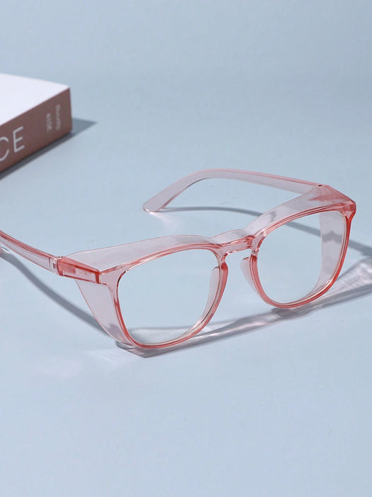 SHEIN Glazzy Gafas de sol planas unisex con espejo, diseño rosa