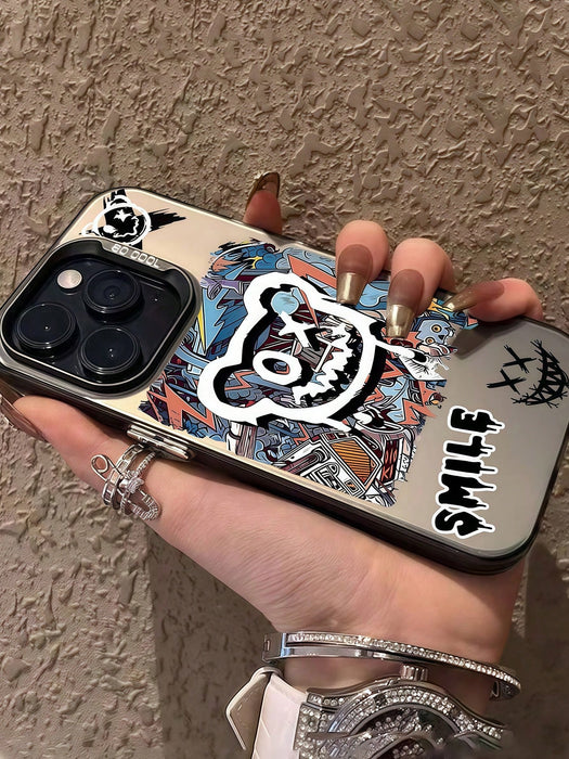 SHEIN Funda para teléfono de TPU de alta calidad con diseño de oso grafitero para iPhone XR
