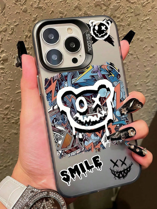 SHEIN Funda para teléfono de TPU de alta calidad con diseño de oso grafitero para iPhone XR