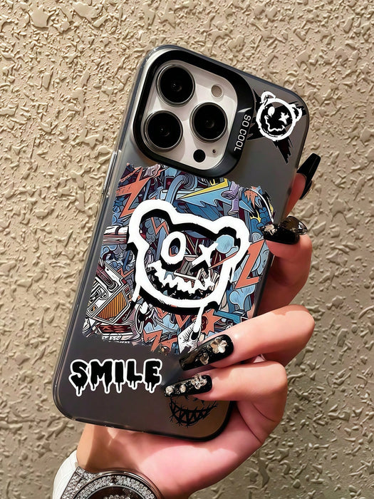 SHEIN Funda para teléfono de TPU de alta calidad con diseño de oso grafitero para iPhone XR