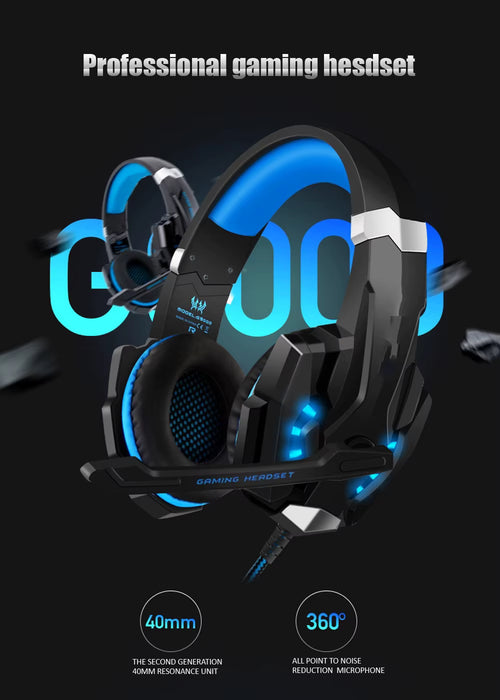 Auriculares para juegos G2000 con cable y sonido brillante, estéreo de graves profundos