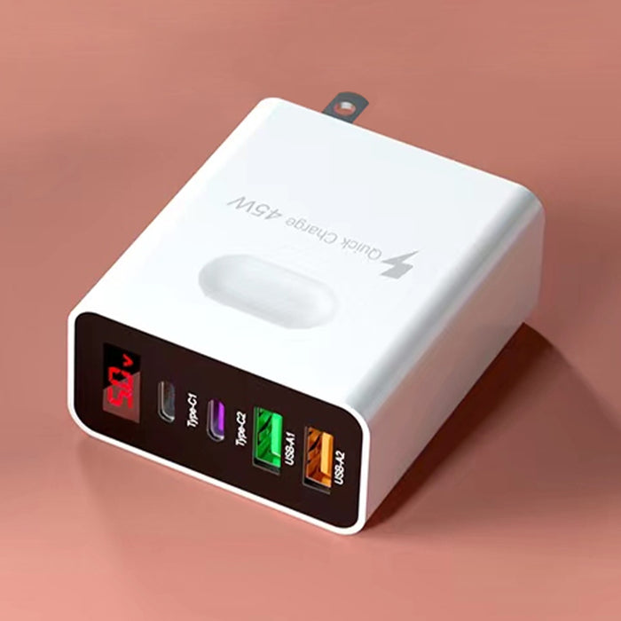 Cargador de pared LED de 45 W con 4 puertos de carga