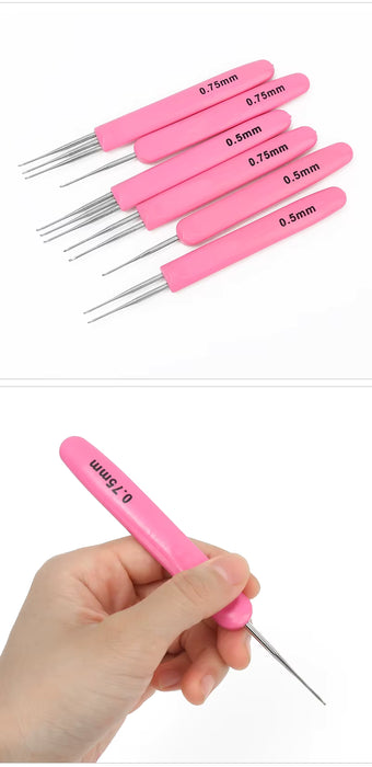 Aguja de ganchillo para rastas con mango de plástico JP de 3 ganchos, herramienta para tejer, de 0,5 a 0,75 mm, para cabello