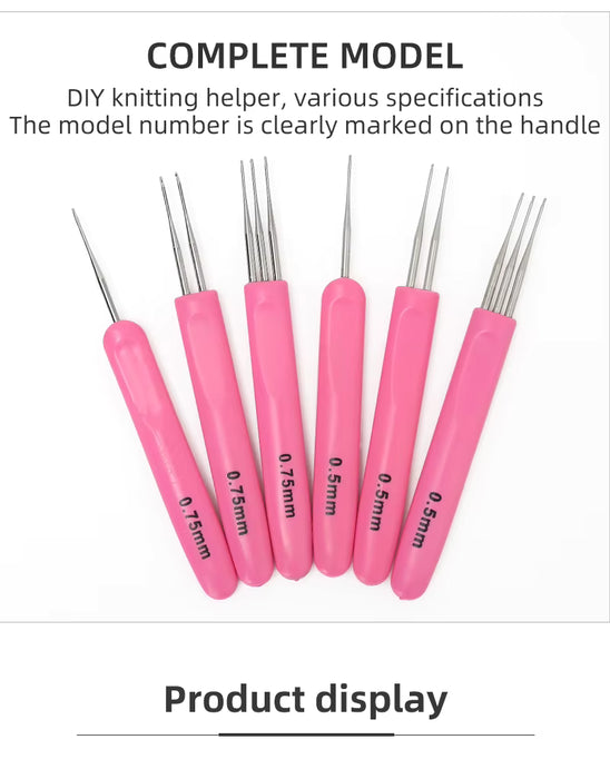 Aguja de ganchillo para rastas con mango de plástico JP de 3 ganchos, herramienta para tejer, de 0,5 a 0,75 mm, para cabello