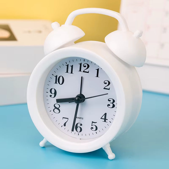 Mini reloj despertador redondo creativo para dormitorio