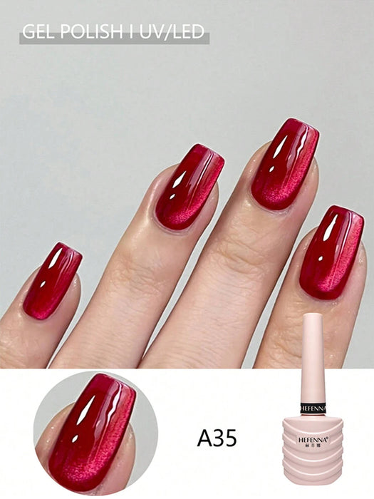 SHEIN HEFENNA 1 pieza Esmalte de uñas en gel con efecto ojo de gato de cristal de rubí