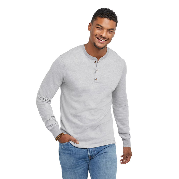 Hanes Originals Camiseta Henley de rizo francés para hombre, mangas largas
