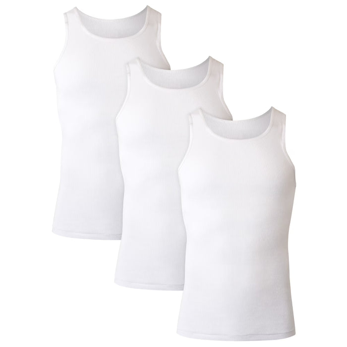Hanes Camisetas sin mangas blancas acanaladas para hombre , paquete de 3