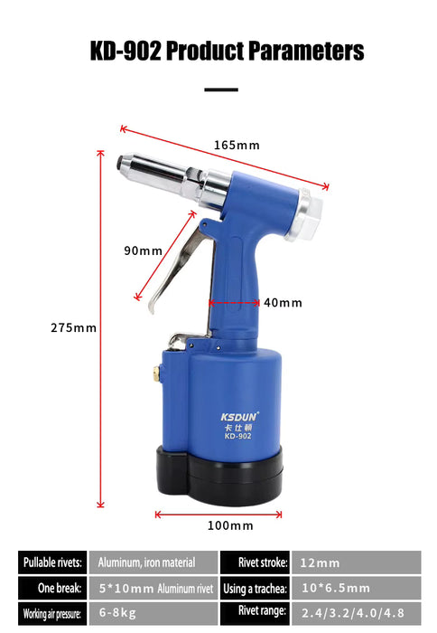Herramienta de remachado automático Pistola de remache neumática automática de acero inoxidable de alta eficiencia