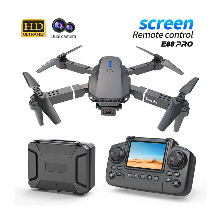 dron E88 Pro con pantalla, control remoto, cámara dual HD, mini Wi-Fi