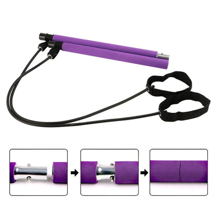 Barra de Pilates portátil, bandas de resistencia para Yoga, barras de tracción elásticas