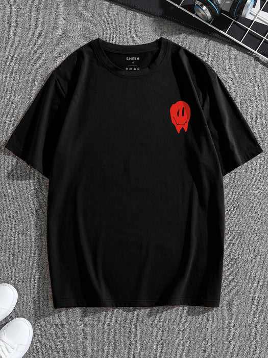 SHEIN Camiseta de hombrescon estampado de dibujos animados y slogan