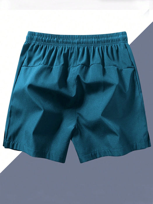 SHEIN Shorts de cintura con cordón con bolsillo con cremallera para hombres