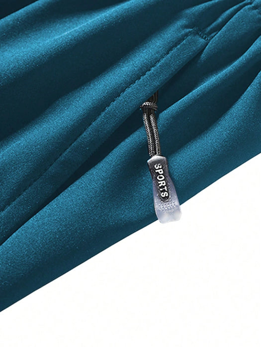 SHEIN Shorts de cintura con cordón con bolsillo con cremallera para hombres