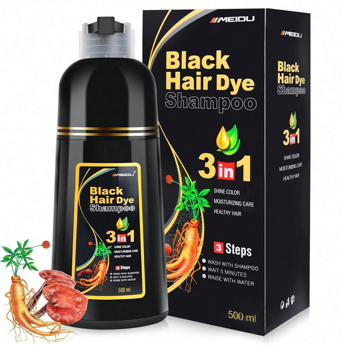 SHEIN IIIMEIDU Champú tinte de cabello negro unisex Meidu de 16.9 onzas