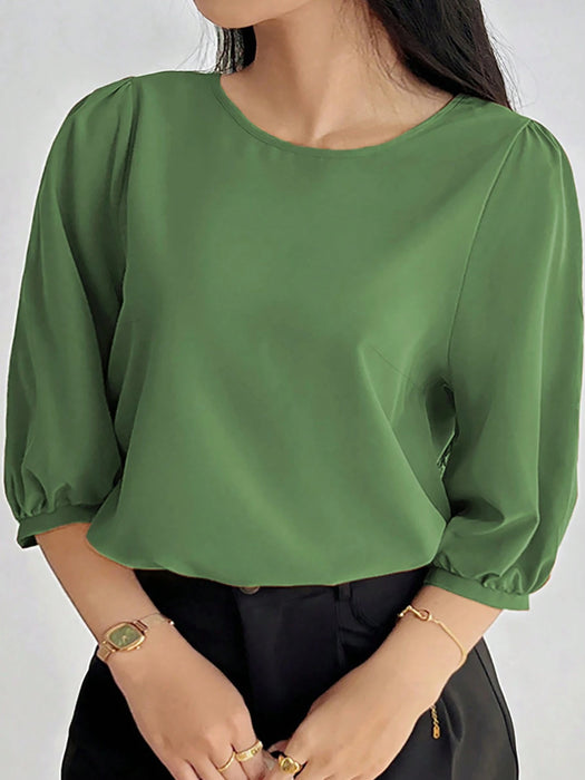 SHEIN INAWLY Camisa holgada informal de mujer de manga farol de unicolor