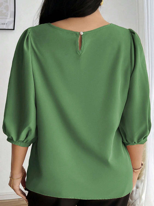 SHEIN INAWLY Camisa holgada informal de mujer de manga farol de unicolor