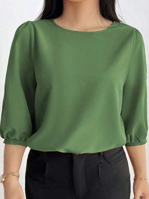 SHEIN INAWLY Camisa holgada informal de mujer de manga farol de unicolor