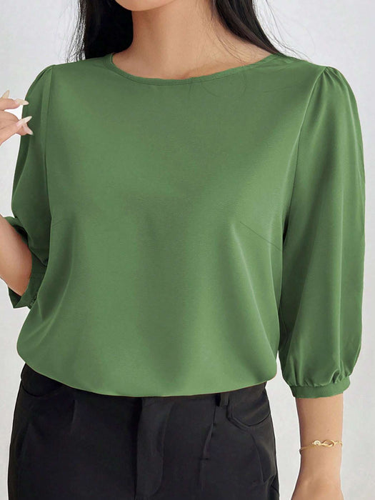 SHEIN INAWLY Camisa holgada informal de mujer de manga farol de unicolor