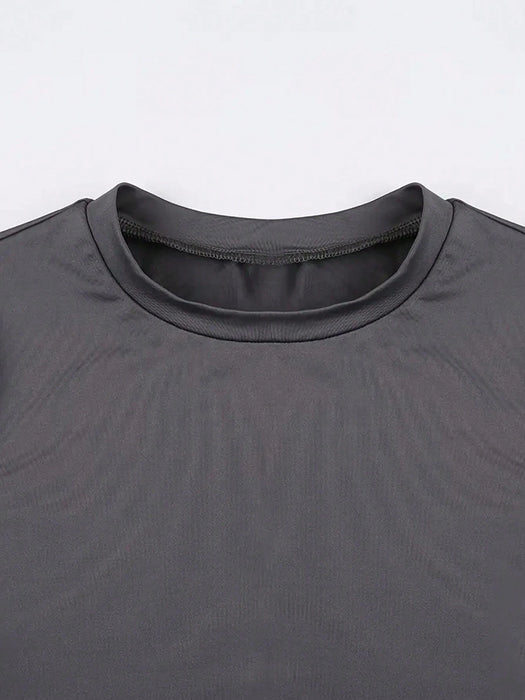 Shein INAWLY Camiseta casual de manga larga y cuello redondo lisa para mujer