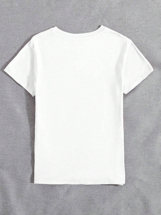 INAWLY Camiseta de mujer, estampado gráfico y detalles de perlas falsas