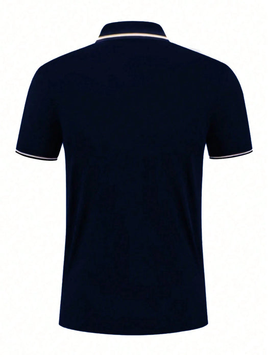 SHEIN Polo de hombre INAWLY con cuello abotonado y estampado de escudo