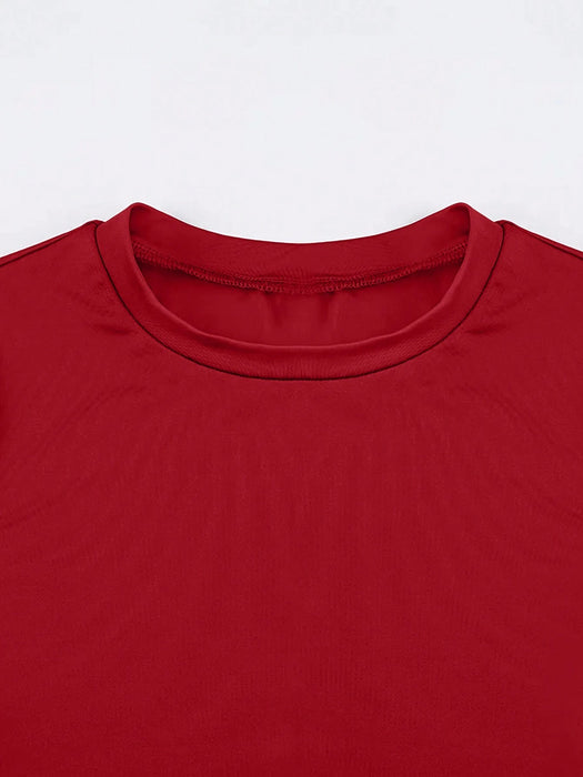 Shein INAWLY Solva Camiseta de manga larga y cuello redondo de unicolor