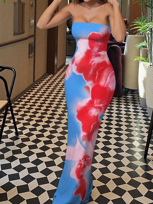 SHEIN INAWLY Vestido tubo ajustado con estampado floral para mujer