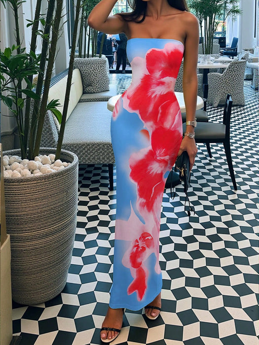 SHEIN INAWLY Vestido tubo ajustado con estampado floral para mujer