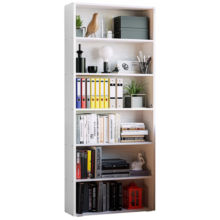 IRONCK Estantería de pie de 6 niveles y 178 cm de altura para oficina en casa, color blanco.
