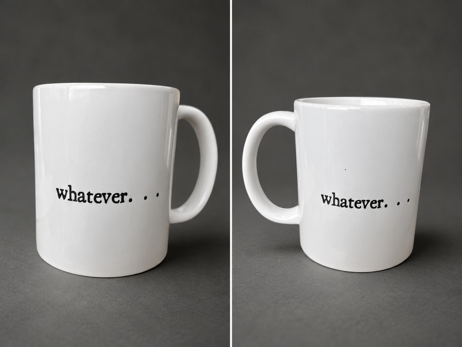 Taza de café bonita con estampado Whatever