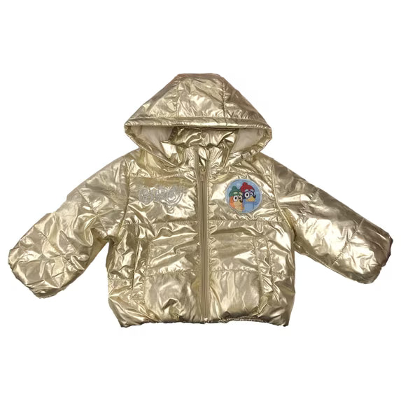 Chaqueta de esquí acolchada con capucha Gold de Bluey para niñas pequeñas