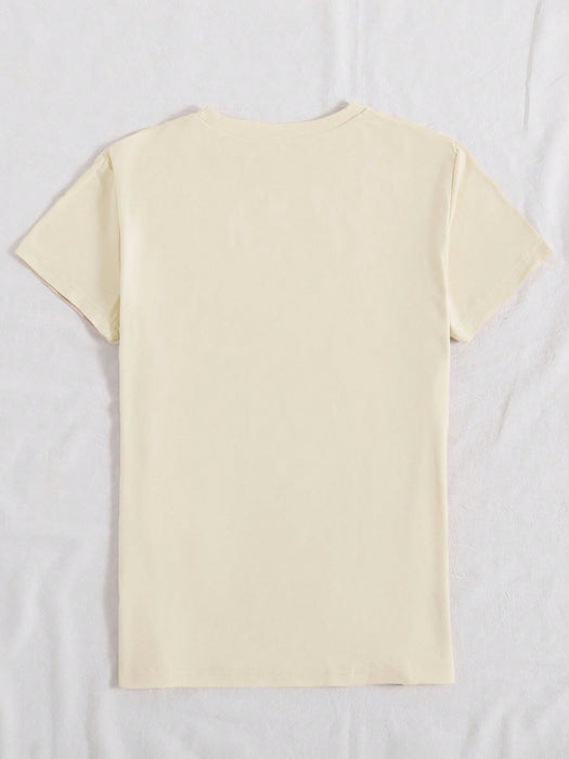 SHEIN Camiseta informal de manga corta con cuello redondo y estampado floral