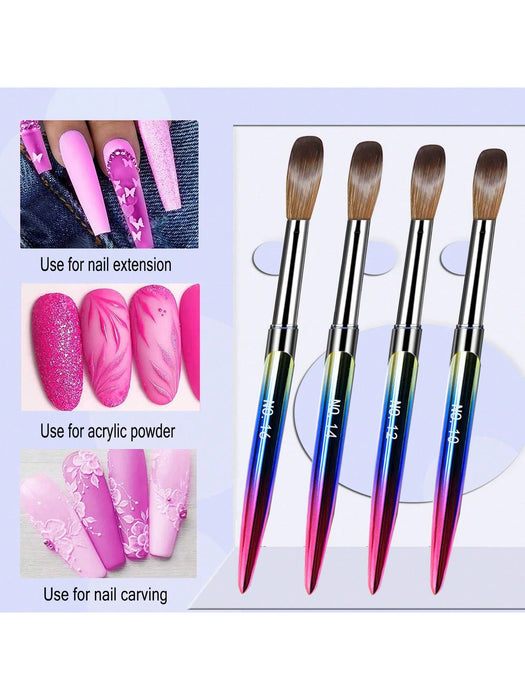 Juego De 4 Brochas Para Uñas Acrílicas, Apto Para Cepillo De Polvo Acrílico