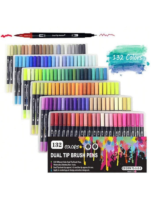 Juego de marcadores de arte de punta dual de 60, para dibujo y pintura