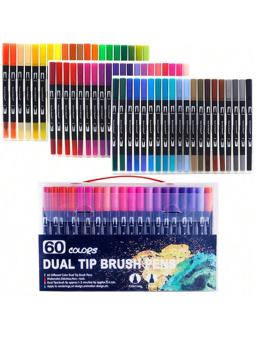 Juego de marcadores de arte de punta dual de 60, para dibujo y pintura