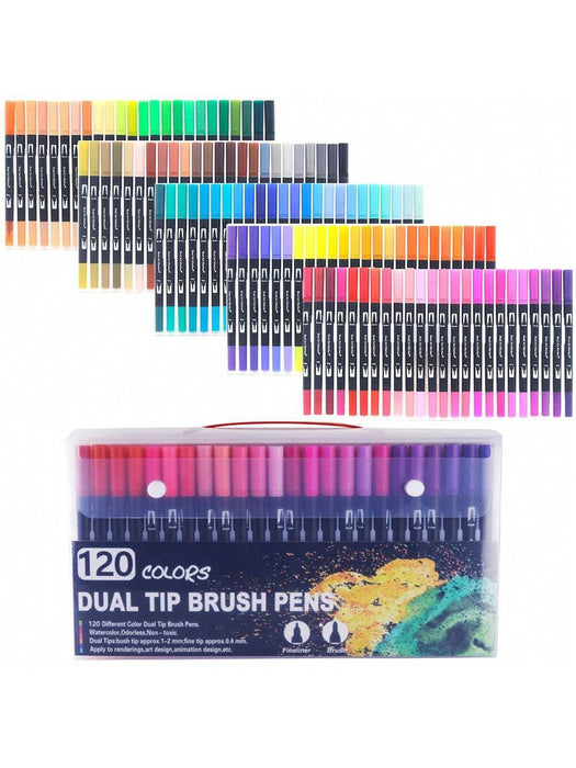 Juego de marcadores de arte de punta dual de 60, para dibujo y pintura